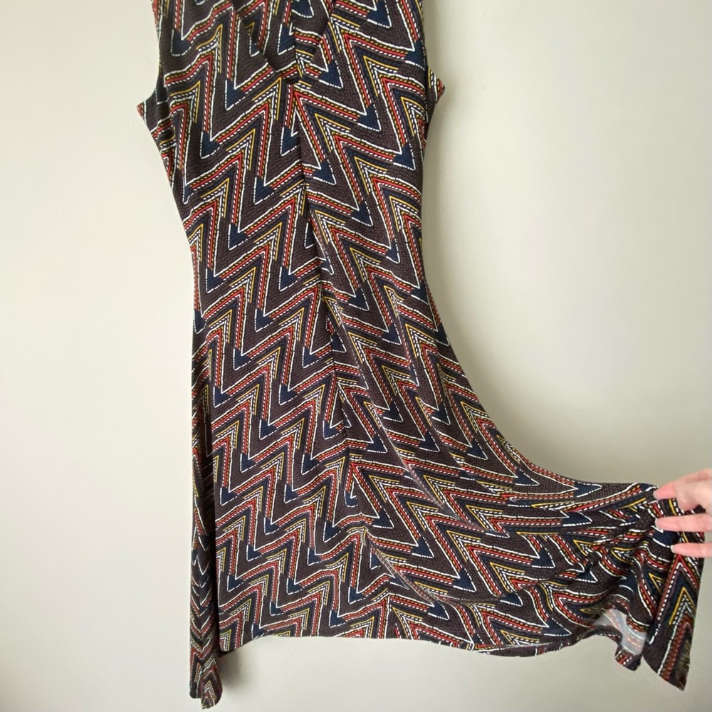 Cato Dress with Vibrant Pattern and Handkerchief Bottom Size Medium
